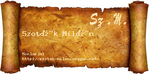 Szoták Milán névjegykártya